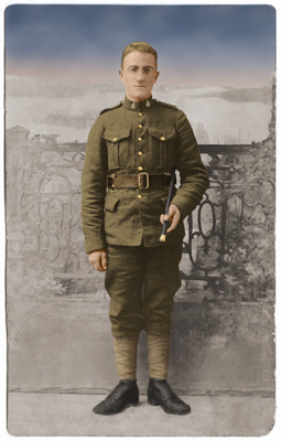 Thomas Deveau portrait 1918, in Canadian military uniform